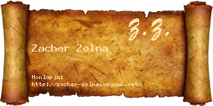 Zacher Zolna névjegykártya